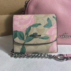 NWT Coach Pink Floral Tri-fold Wallet